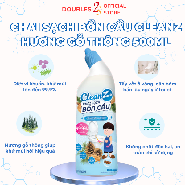 Chai sạch bồn cầu CleanZ hương gỗ thông 500ml, diệt khuẩn toilet | DOUBLES 2SSHOP