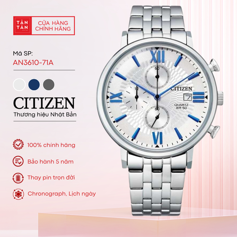 Đồng Hồ Nam Citizen Chronograph AN3610-71A Quartz 41mm - Đồng Hồ Tân Tân