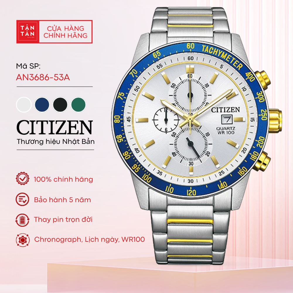 Đồng Hồ Nam Citizen Chronograph AN3686-53A Quartz 44mm - Đồng Hồ Tân Tân