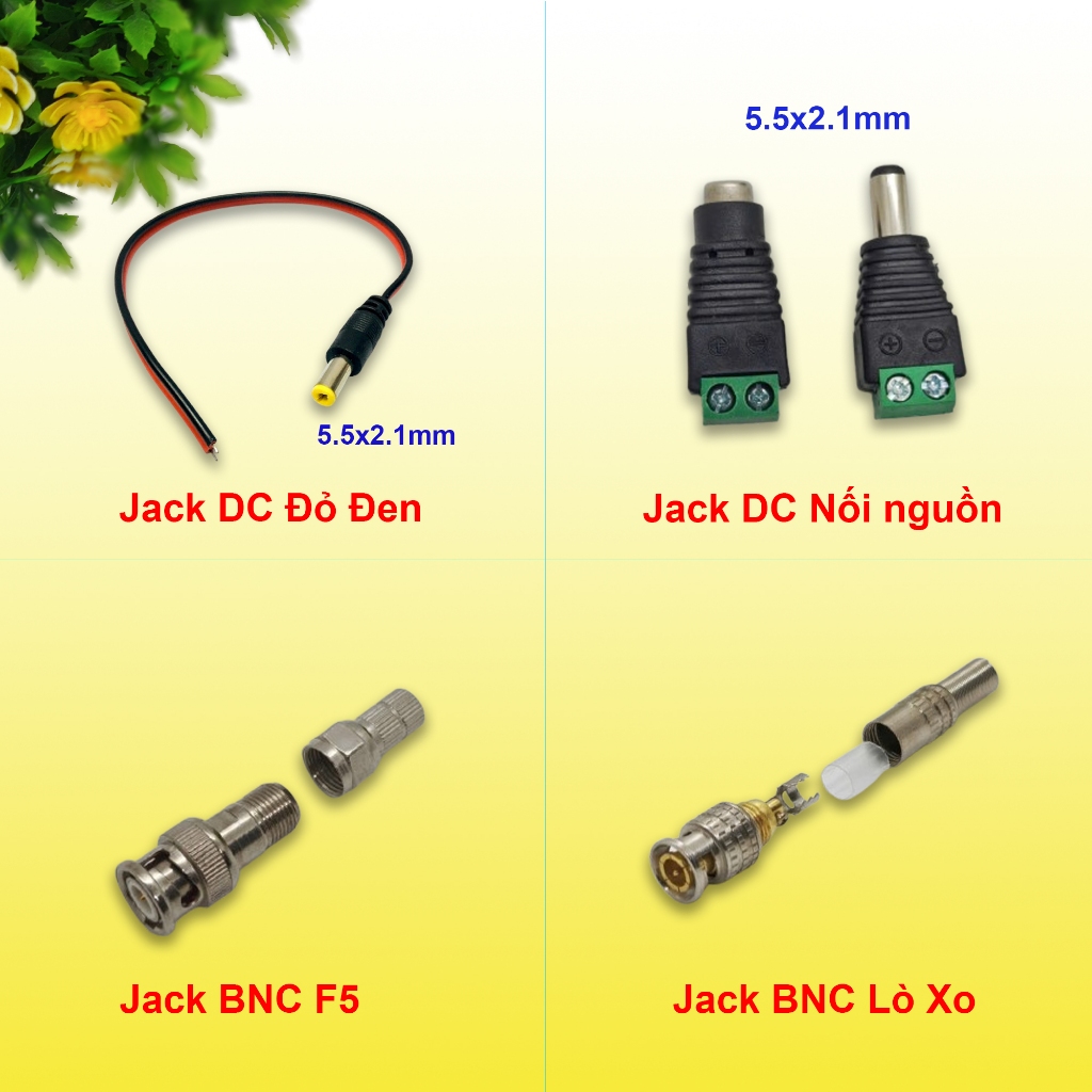 [Combo 5 Cái] Jack BNC, DC Loại Tốt Chuyên Dùng Nối Tín Hiệu Cho Camera Và Cấp Nguồn Cho Camera, TiVi, Đầu Ghi...
