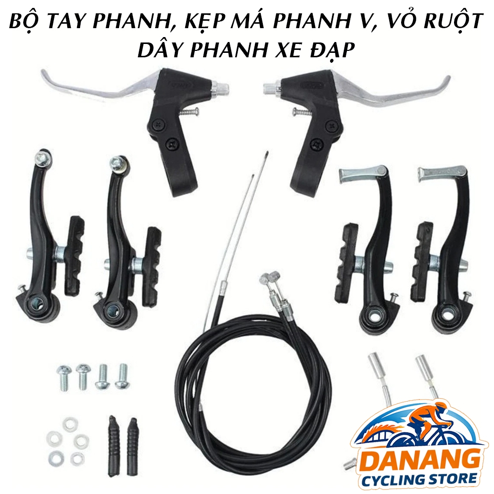 Combo Tay Phanh Má Phanh Dây Phanh Xe Đạp Trước Sau