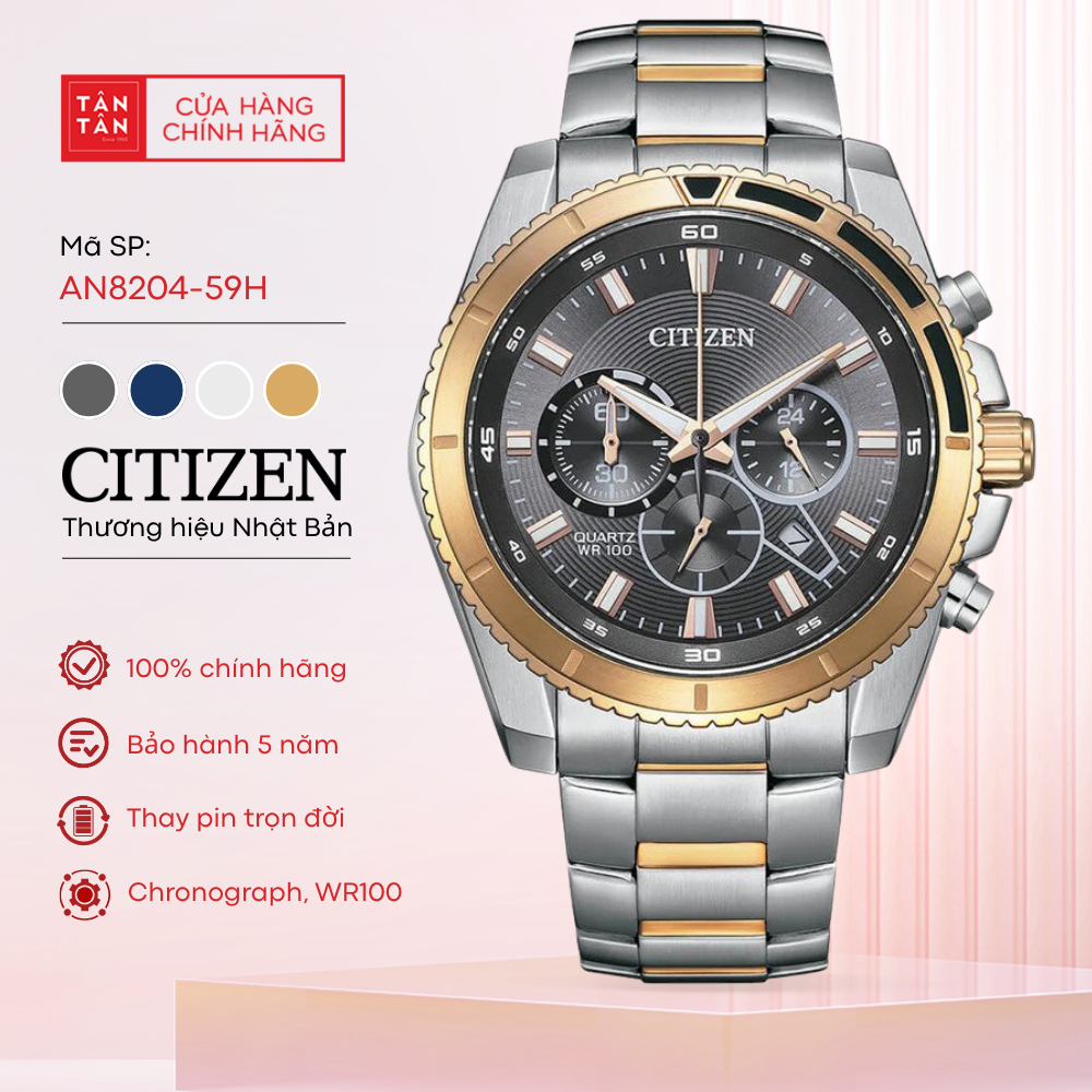 Đồng Hồ Nam Citizen Chronograph AN8204-59H Quartz 46.5mm - Đồng Hồ Tân Tân