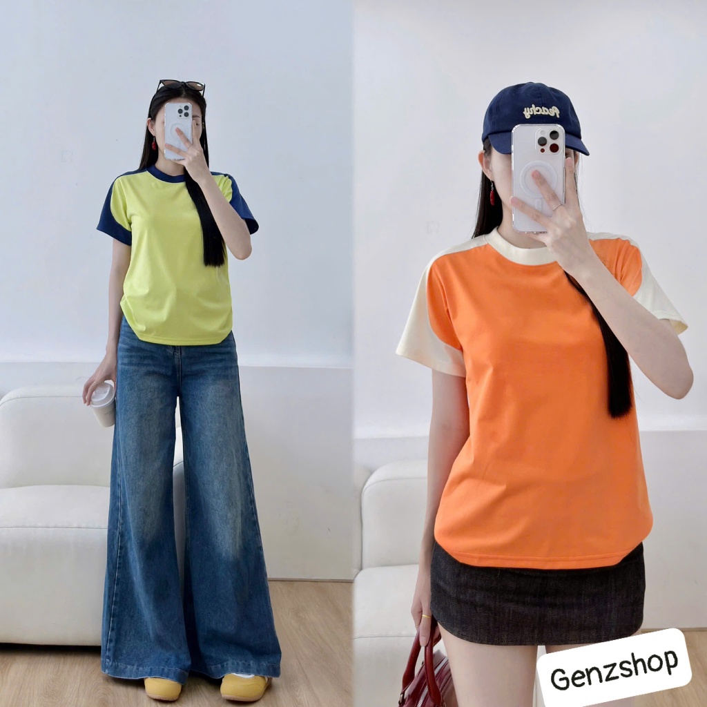 Áo Thun Babytee Tay Phối Màu Rực Rỡ Sắc Hè Genz Basic BBT26 | BigBuy360 - bigbuy360.vn