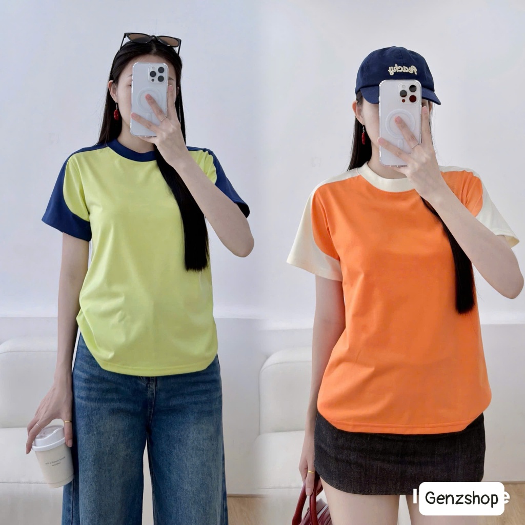 Áo Thun Babytee Tay Phối Màu Rực Rỡ Sắc Hè Genz Basic BBT26 | BigBuy360 - bigbuy360.vn