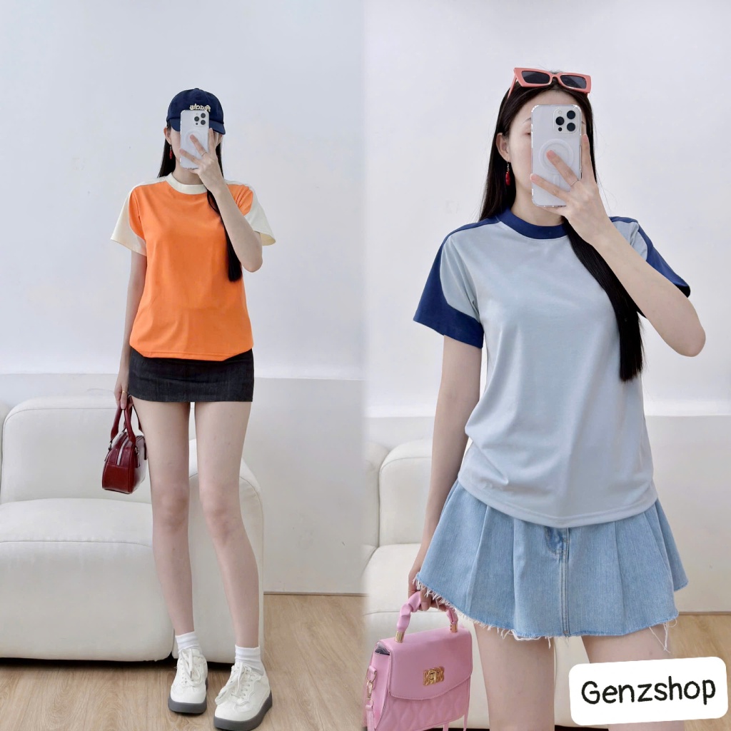 Áo Thun Babytee Tay Phối Màu Rực Rỡ Sắc Hè Genz Basic BBT26 | BigBuy360 - bigbuy360.vn