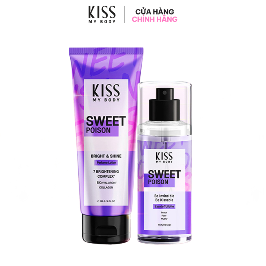 Bộ Đôi Body Lotion và Body Mist KISS MY BODY hương Sweet Poison 226G