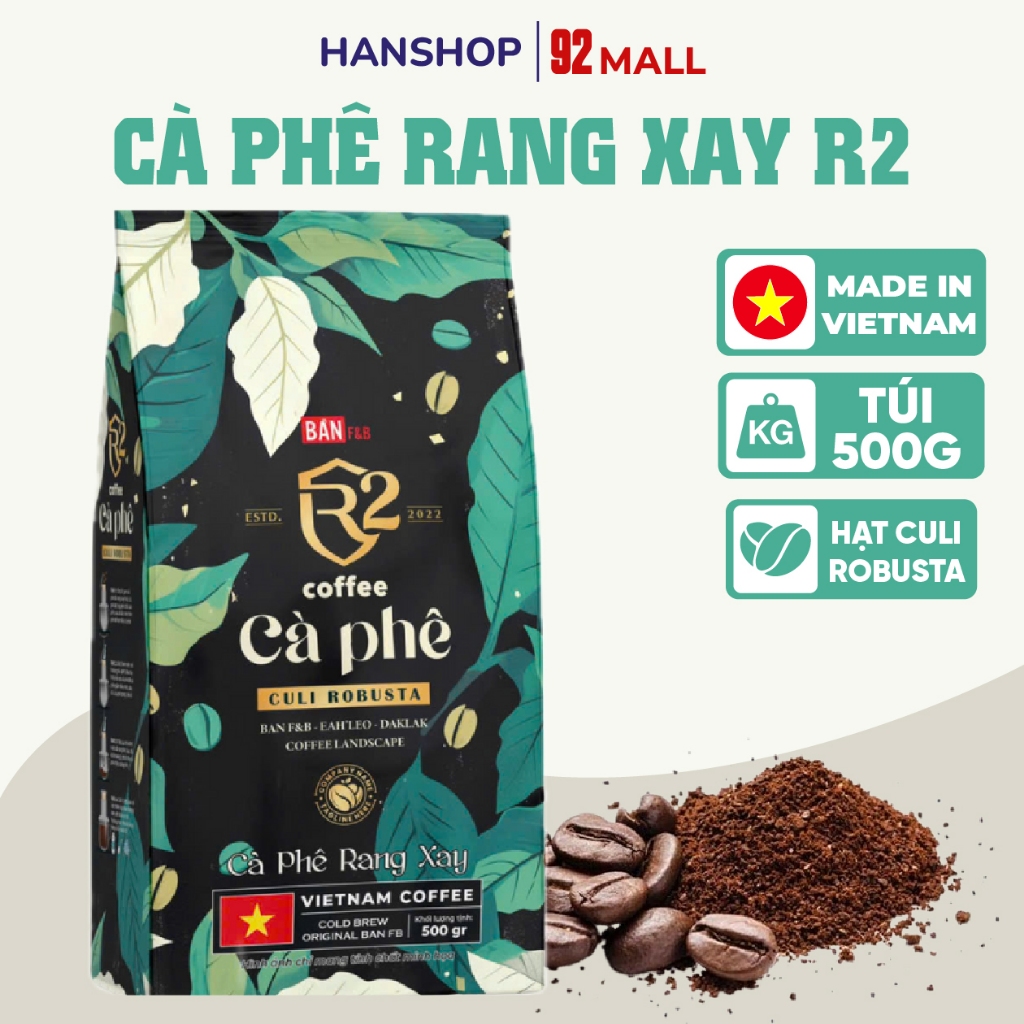 [MỚI] Cà Phê Rang Xay R2 Hạt Culi Robusta Thượng Hạng CF Rang Mộc 100% Pha Phin Pha Máy 500g Bản F&B