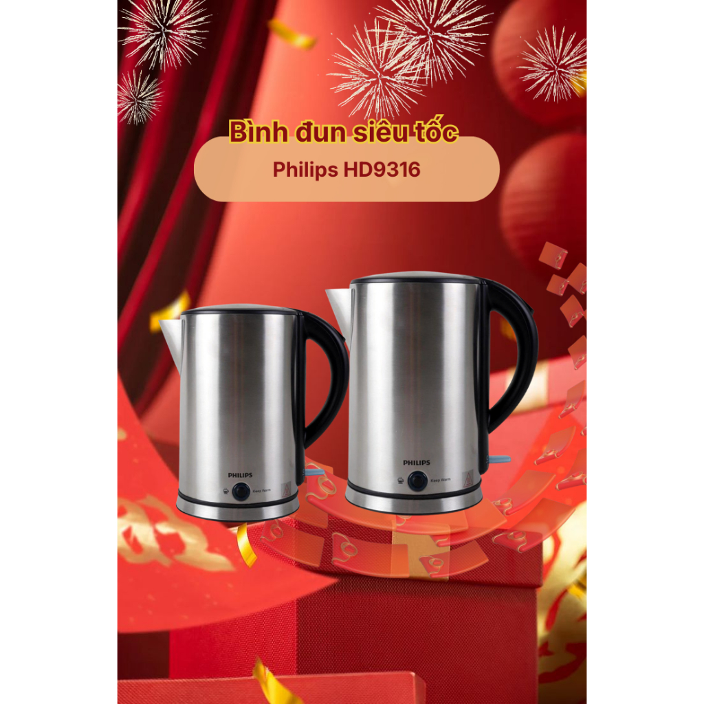 Bình đun siêu tốc Philips 1.7 lít HD9316
