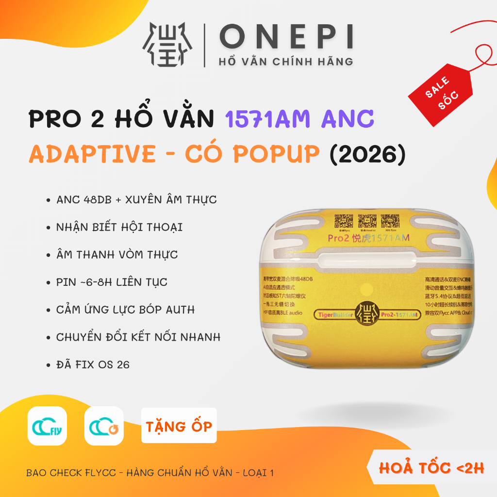 [ Pro 2 1571AM ] Tai Nghe Bluetooth Hổ Vằn 1571AM, Chống Ồn ANC 48DB - Nhận Biết Hội Thoại - Âm Than