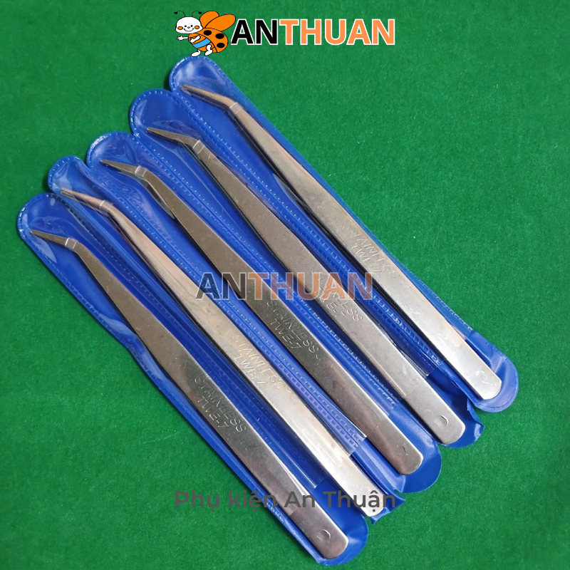 Vỉ 5 Nhíp gắp chỉ cong TWE-7, nhíp vệ sinh máy may - phụ kiện may mặc