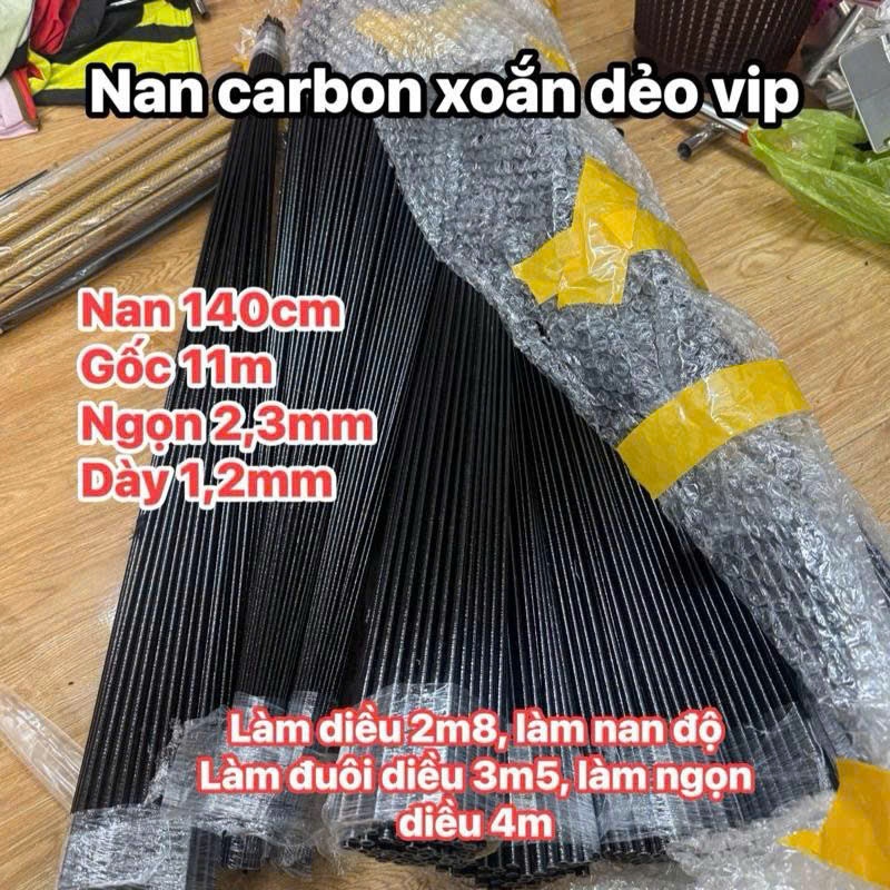 Xả kho - Nan carbon xoắn dẻo víp 1m25 - 1m4 làm nan độ diều, làm diều siêu ngon