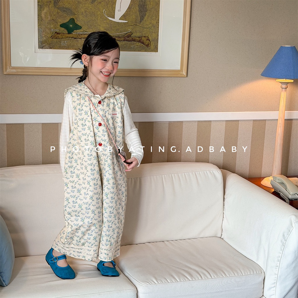 (QCCC) Bộ quần áo trẻ em mùa xuân/hè kiểu Hàn Quốc dành cho bé gái, áo liền quần trẻ em 2026 Huzhou 