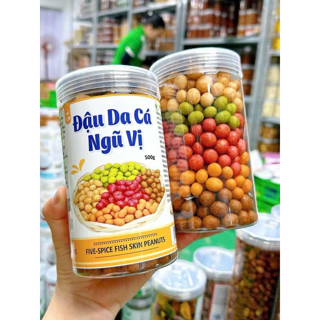 Đậu Phộng Da Cá Ngũ Vị 500g (Phô Mai, Khoai Tím, Cốt Dừa, Lá Dứa, Capuchino)