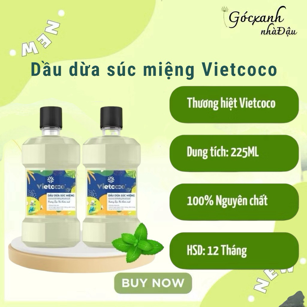 Dầu Dừa Súc Miệng VietCoCo Coconut Oil Pulling Mouthwash, 100% Natural, 225ml