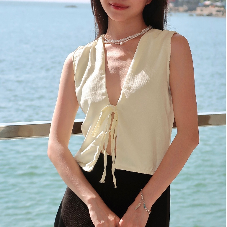 Summer Top - Áo Croptop Blanca Cột Dây 𝐁𝐋𝐀𝐍𝐂𝐀 Vàng sáng/Vàng cadmium - BC25.015