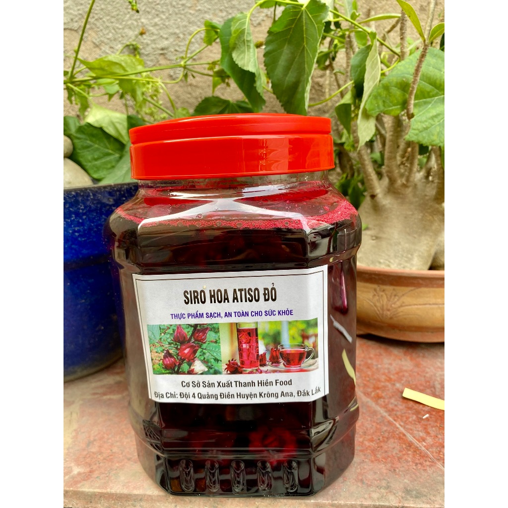 Siro hoa Atiso đỏ 1 kg( có kèm bông), siro atiso đỏ thơm ngon, hoa giòn, nhiều bông