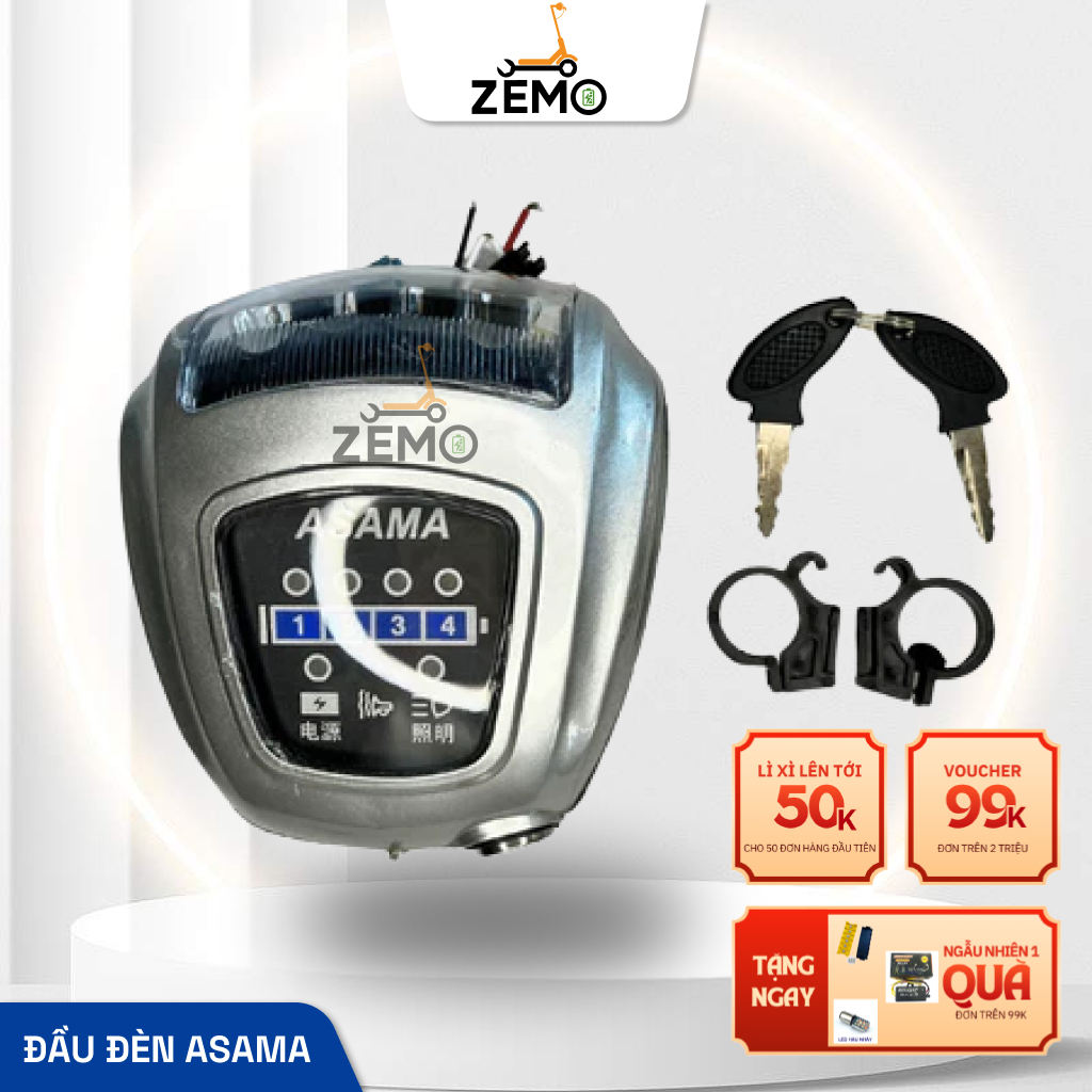 Đầu đèn xe đạp điện asama sử dụng điện 48v