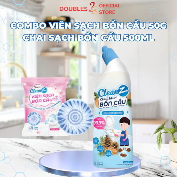 Combo Viên sạch bồn cầu CleanZ 50gr Và Chai Sạch Bồn Cầu CleanZ 500mL - DOUBLES 2SSHOP