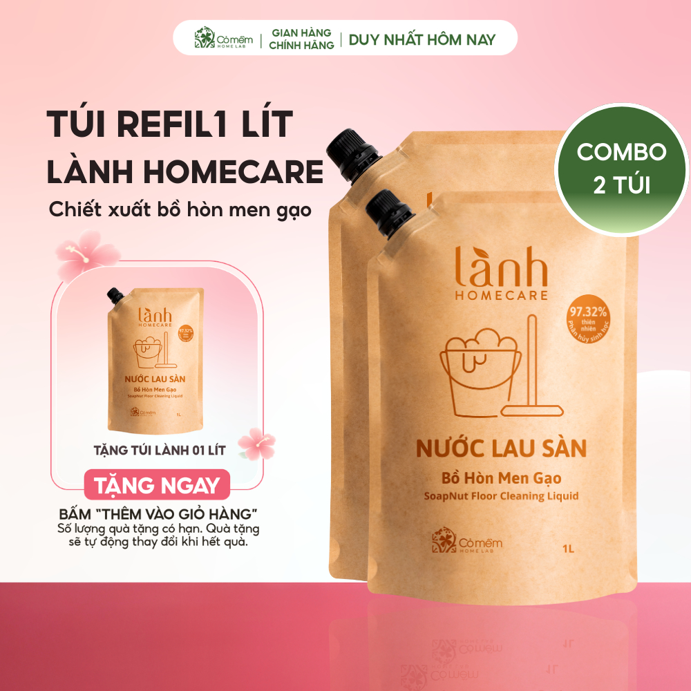 [MUA 2 TẶNG 1] Combo 2 Túi Nước Lau Nhà Lau Bếp Rửa Tay Rửa Bát Lành HomeCare Chăm Sóc Nhà Cửa Cỏ Mềm 1 Lít