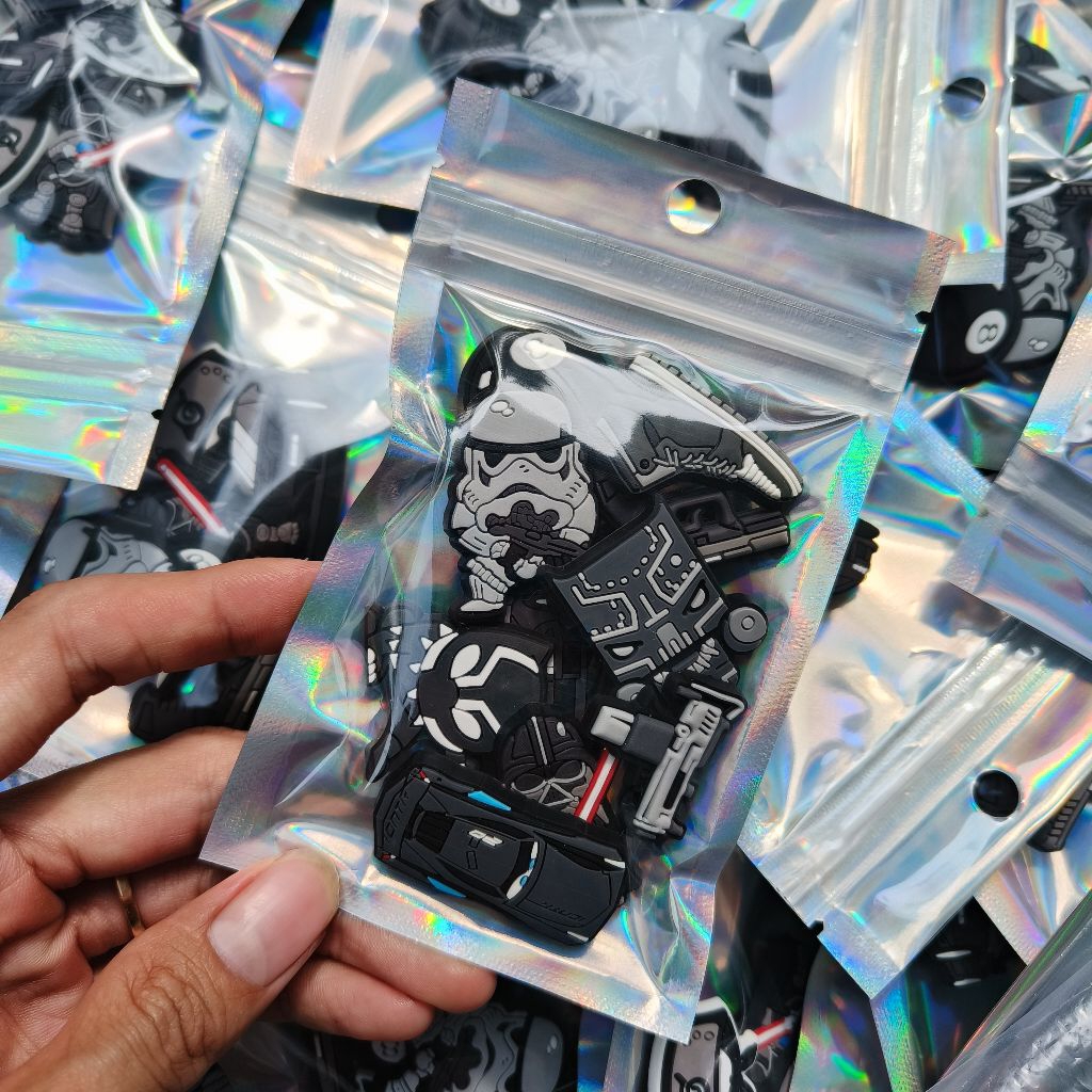 Set charm BLACK gắn dép cross, Nút gắn jibbitz sticker anime dép cross trang trí cham 2D hoạt hình n