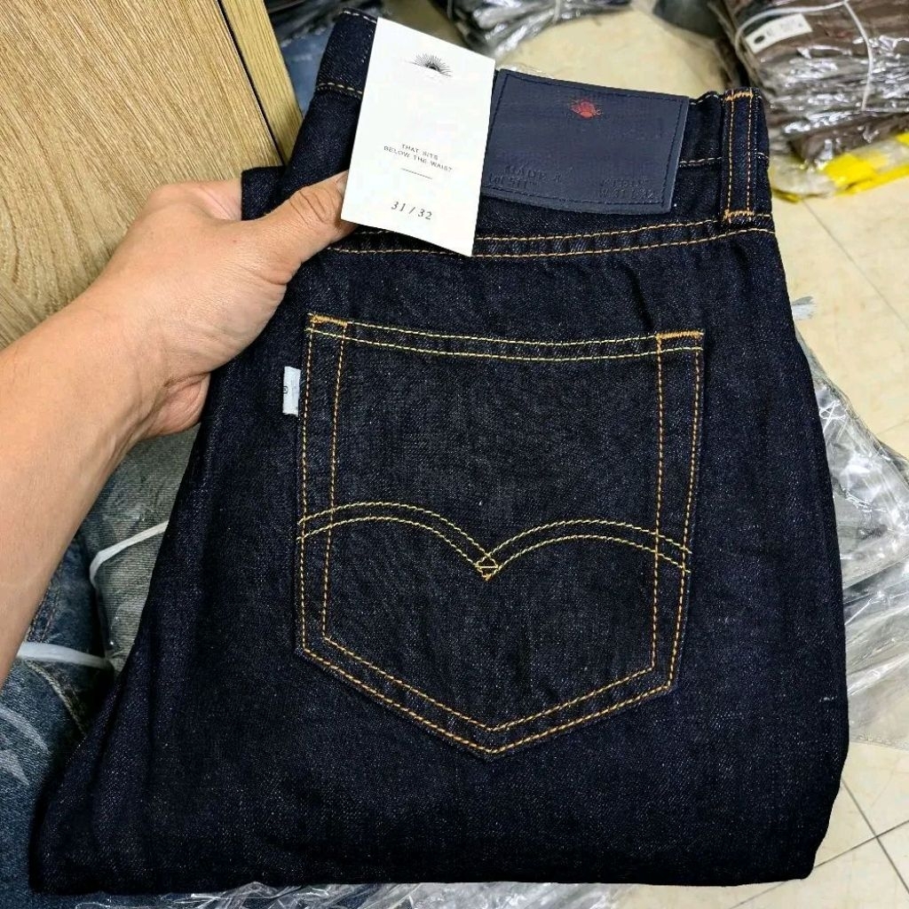 quần jean nam selvedge denim màu indigo dáng suông vải nhật
