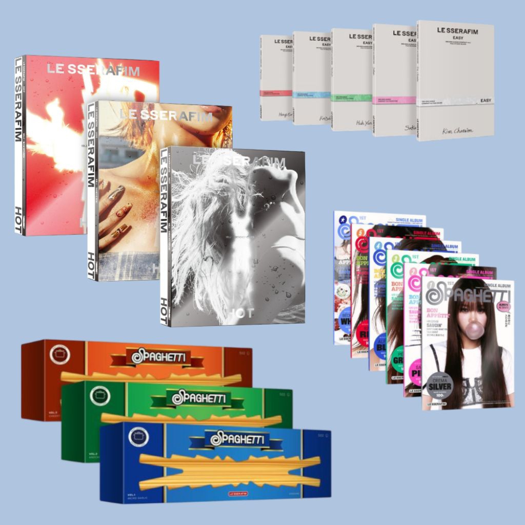 SẴN ALBUM NGUYÊN SEAL LE SSERAFIM HOT CRAZY OFF EASY SPAGHETTI bộ ảnh test bóc bias