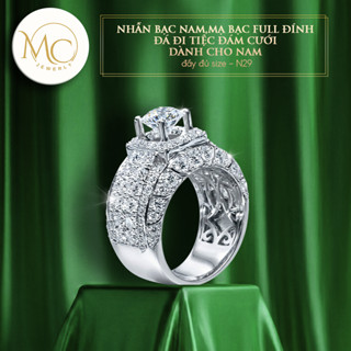 Nhẫn bạc nam,mạ bạc full đính đá đi tiệc,đám cưới dành cho nam-đầy đủ size-N29