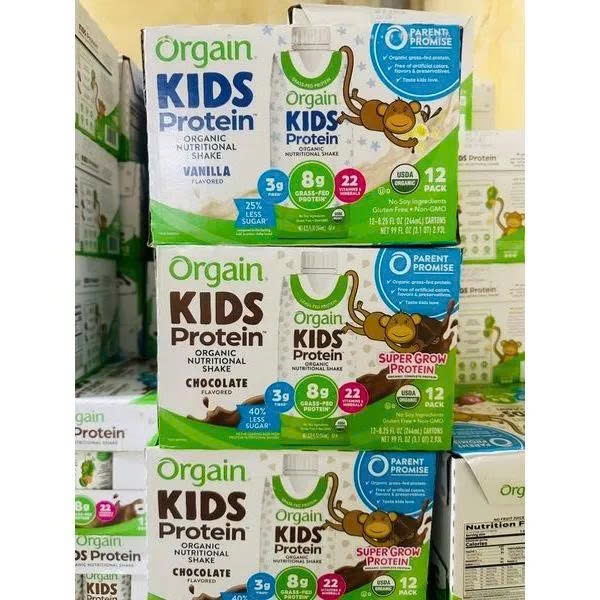 Sữa Khỉ Orgain Kids Protein Plus Organic Nutritional Shake Socola & Vanilla  237 ml x 24 Hộp Mỹ