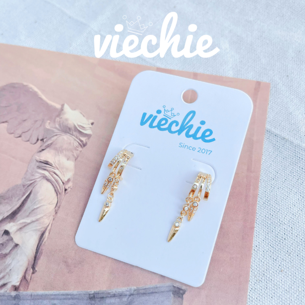 Khuyên tai bông tai vàng Urban Drops đá zircon tòn ten VIECHIE E0201