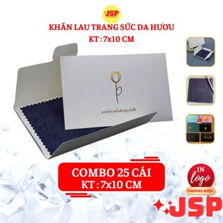 Combo 25 khăn lau trang sức vang bac đá quy JSP nhận làm Logo > 3000 cái khăn lau JSP.