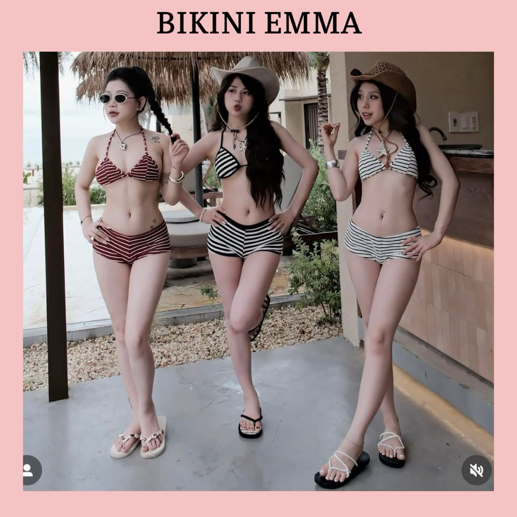 EMMA Bikini 2 Mảnh Sọc Ngang Quần Đùi Hack V3