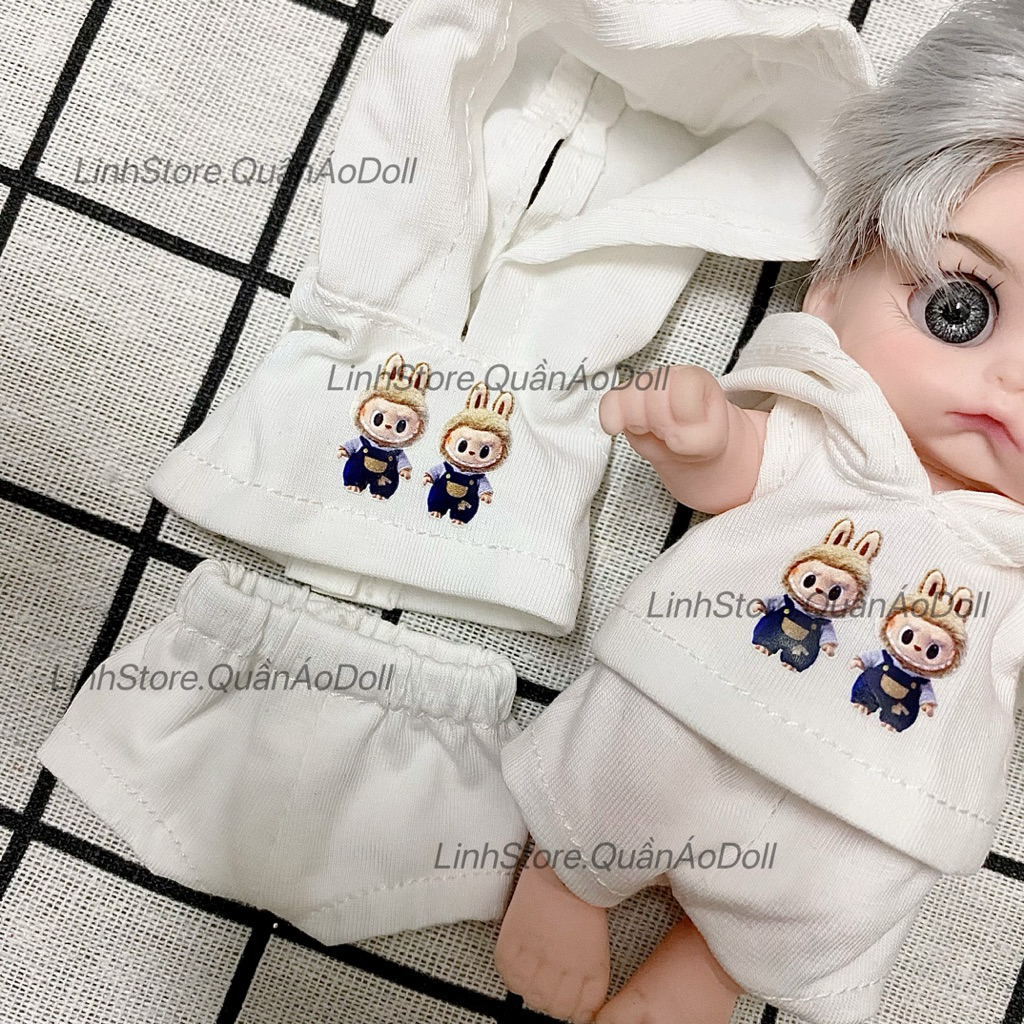 [QUẦN ÁO BÚP BÊ] SET HOODIE THIẾT KẾ NÓN SÁT TAY BÉ TRAI 5IN