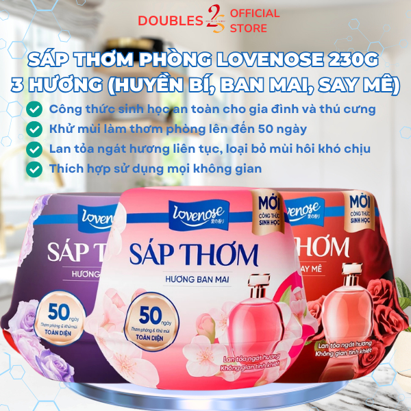 Sáp Thơm Phòng Lovenose 230g Lan Tỏa Hương Thơm Ngát 50 Ngày, khử mùi hiệu quả - DOUBLES 2SSHOP
