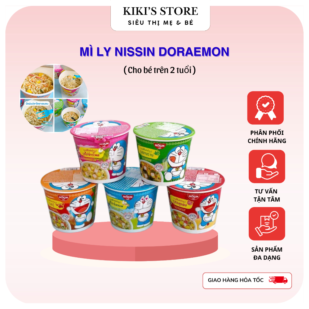 Mì Tôm DOREMON NISSIN Thái Lan Cho Bé Hộp 40gr Date Mới Nhất