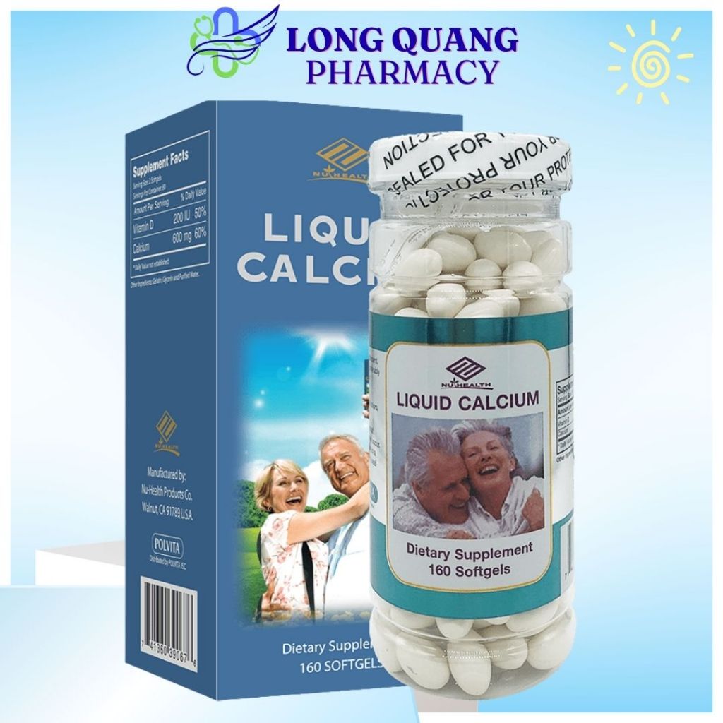 Liquid Calcium 160 viên bổ sung Canxi & Vitamin D3 Liquid Calcium 160 Nuhealth của Mỹ