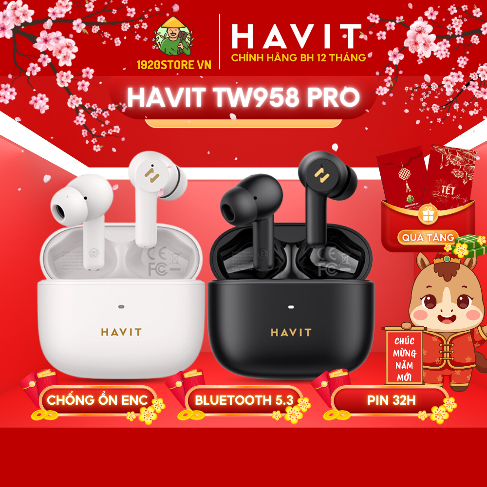 Tai Nghe TWS HAVIT TW958 Pro, Chống Ồn Chủ Động ANC, 2 Khử Ồn ENC, Nghe Nhạc 32H - Chính Hãng BH 12 Tháng | BigBuy360 - bigbuy360.vn