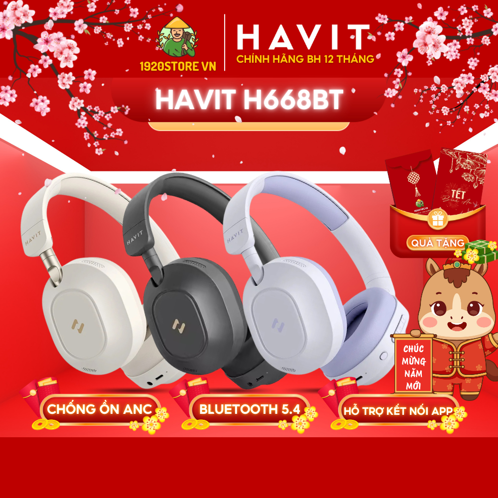 Tai Nghe Headphone Bluetooth HAVIT LIFE NC01H - H668BT, Chống Ồn Chủ Động ANC -25dB, Nghe Nhạc 80H, 