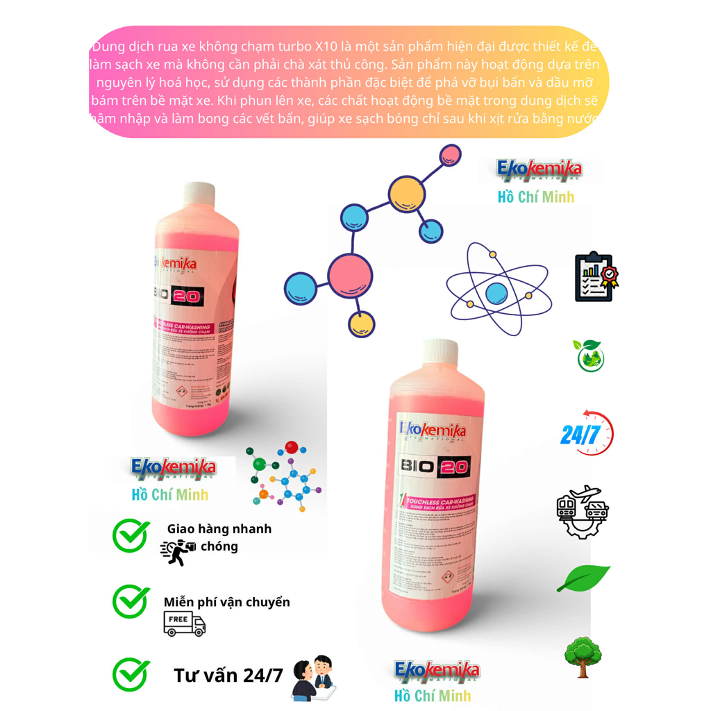 Dung dịch rửa xe không chạm Bio20 chai 1 lít