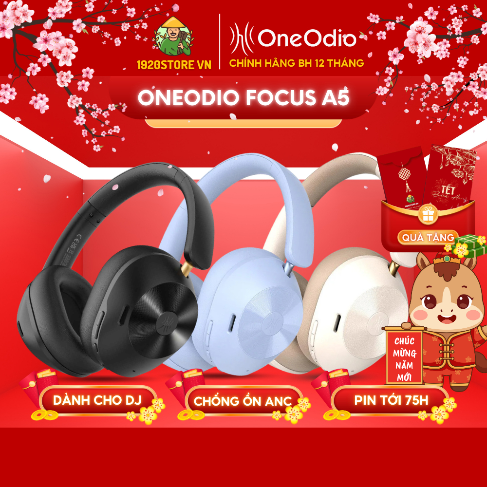 Tai Nghe Chụp Tai Headphone OneOdio Focus A5, Chống Ồn ANC, Nghe Nhạc 75H, Bluetooth 5.4 - Chính Hãn