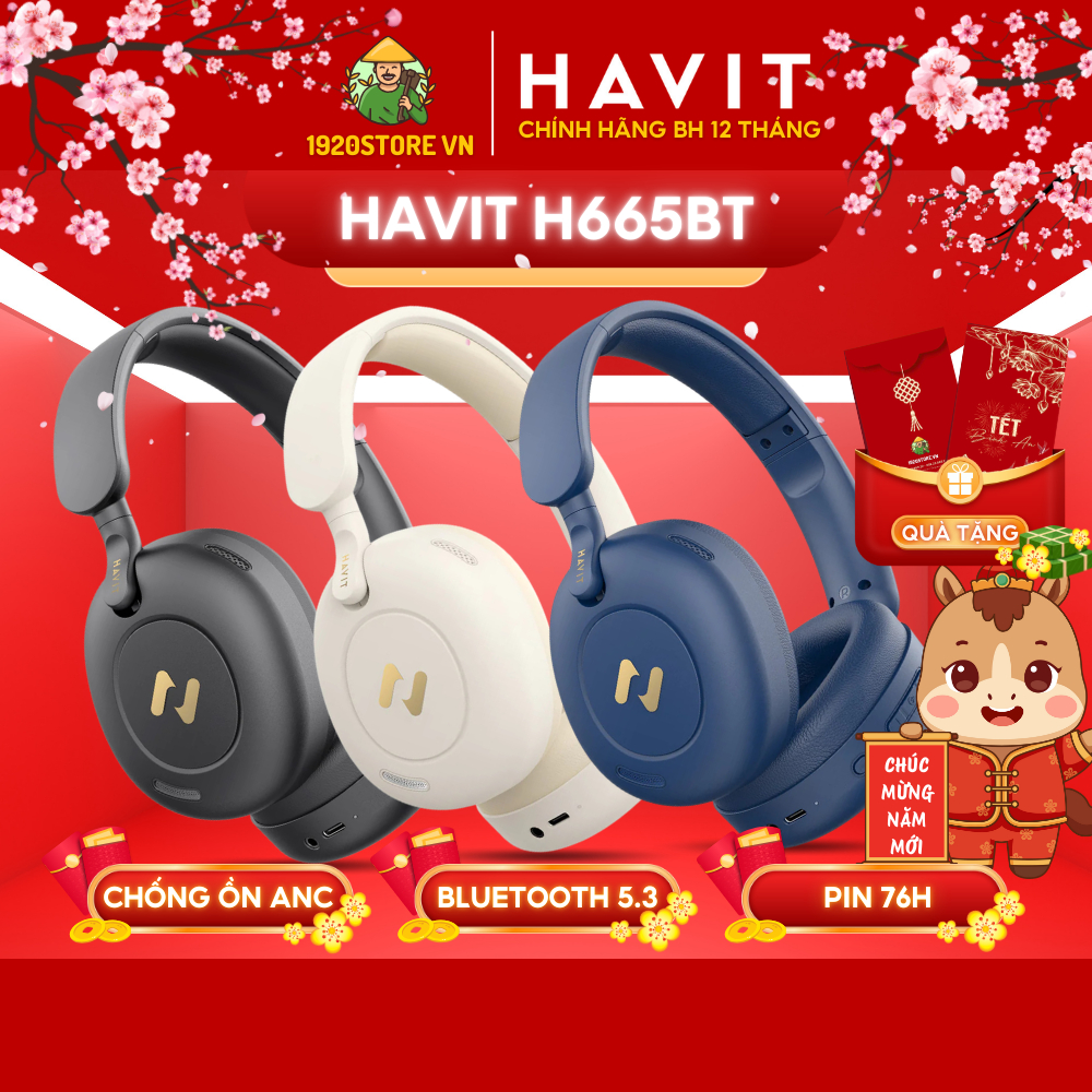 Tai Nghe Headphone Bluetooth HAVIT H655BT, Chống Ồn Chủ Động ANC, Gamemode 60ms, Nghe Đến 65H - Chín