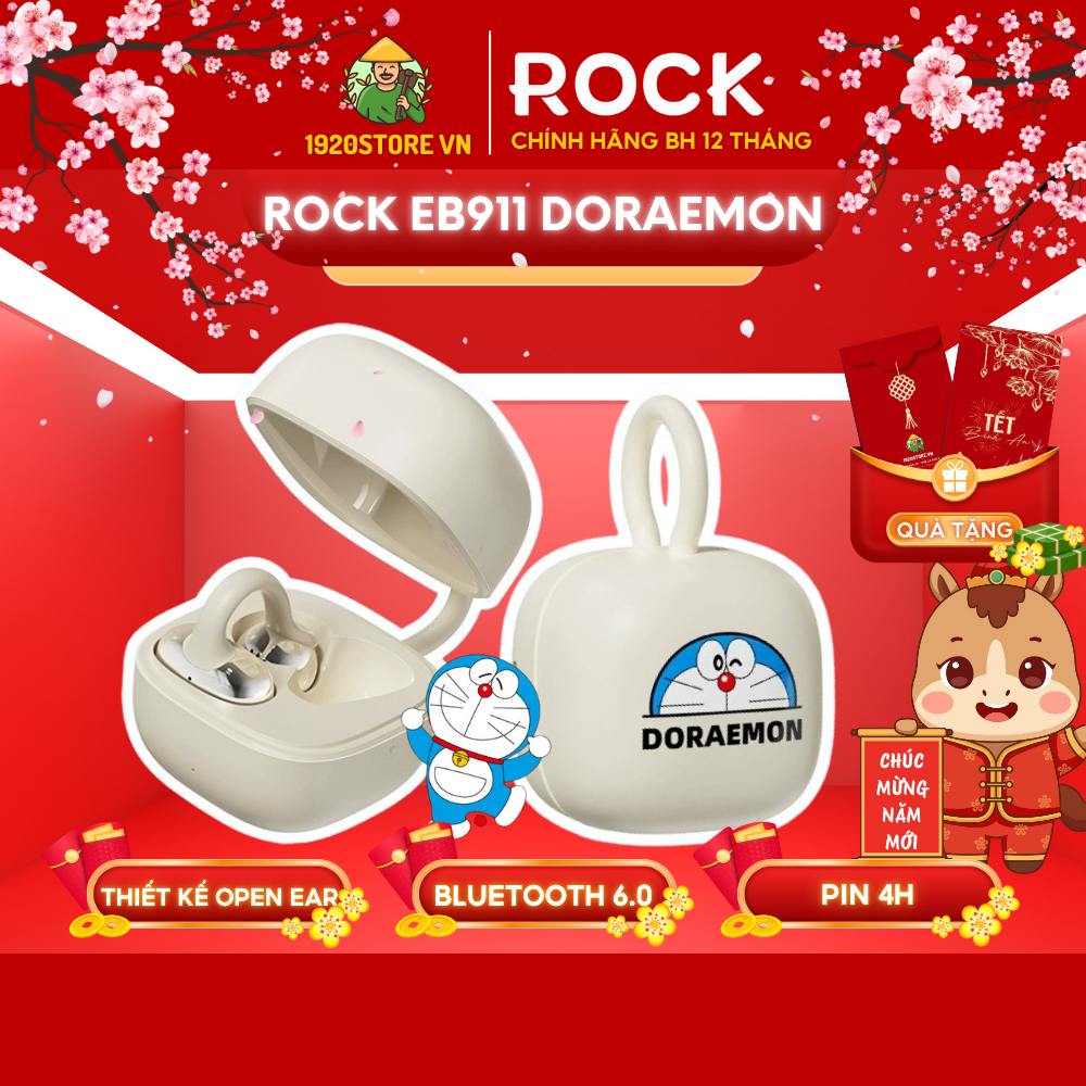 Tai nghe OWS ROCK Doraemon EB911 Sound EarCuffs OWS Earphones, Bluetooth 6.0, Nghe Nhạc tới 4 Giờ