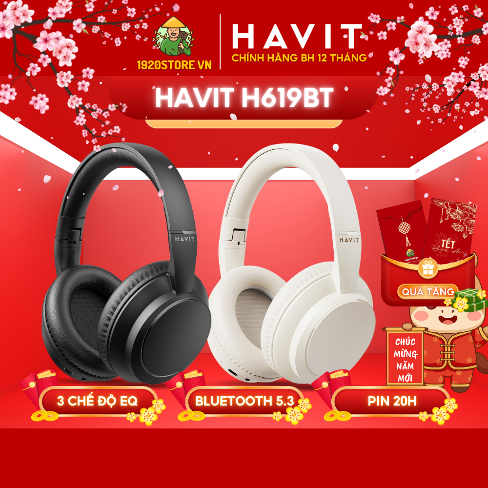 Tai Nghe Bluetooth Headphone HAVIT H619BT, Nghe Đến 20H, Bluetooth 5.4, Driver 40mm