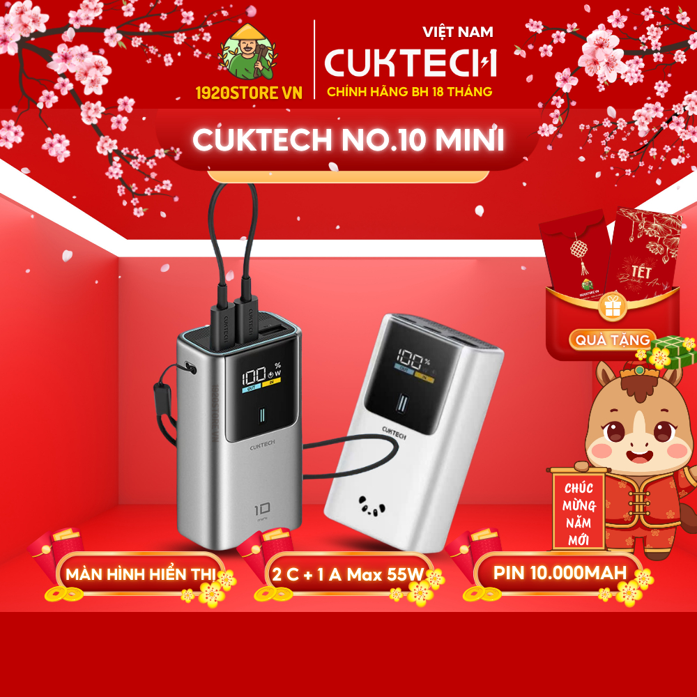 Sạc Dự Phòng CUKTECH 10 Mini - PB1055, Sạc Nhanh 2C1A 55W, PPS5A, Dung Lượng 10000mAh - Chính Hãng B