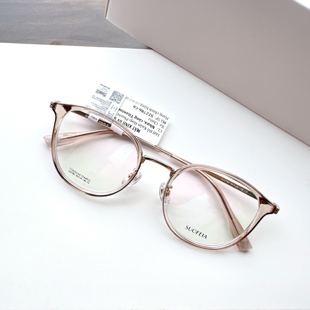 Gọng Cận TitaniumSOU S22786 Dáng Tròn Mắt Mèo Size 50-20-148