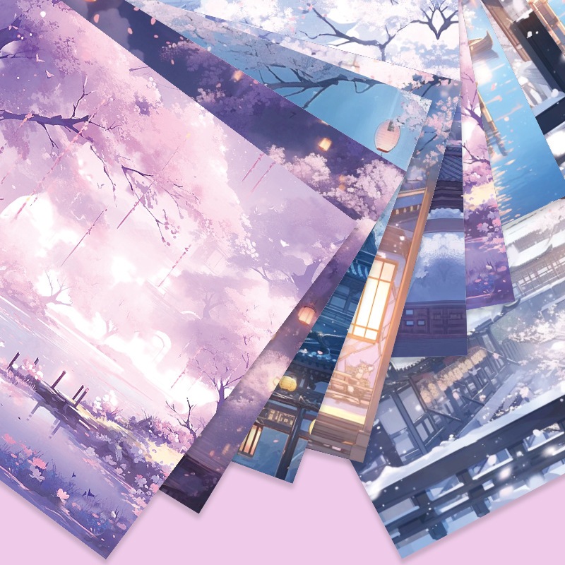 Giấy gấp hạc, giấy xếp origami, giấy mỹ thuật trang trí, phong cách Trung Quốc mẫu phong cảnh Trung 