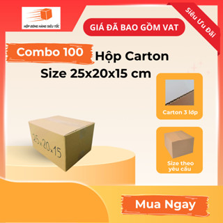 [Combo] Hộp Carton 25x20x15cm – Thùng Giấy Đóng Hàng ( Giá Đã Bao Gồm VAT )