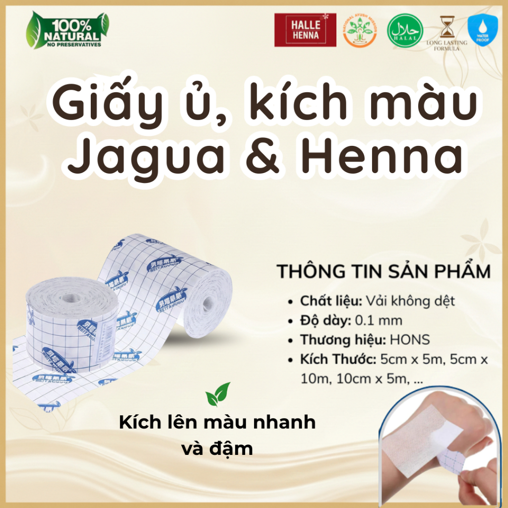 Giấy Dán Ủ Kích Màu Henna/Jagua – Chống Lem, Lên Màu Đậm Nhanh