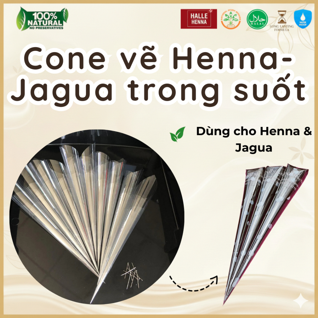 Cone Nhựa Vẽ Henna, Jagua Trong Suốt – Cone Đựng Mực Henna Jagua Dễ Bóp, Nét mịn