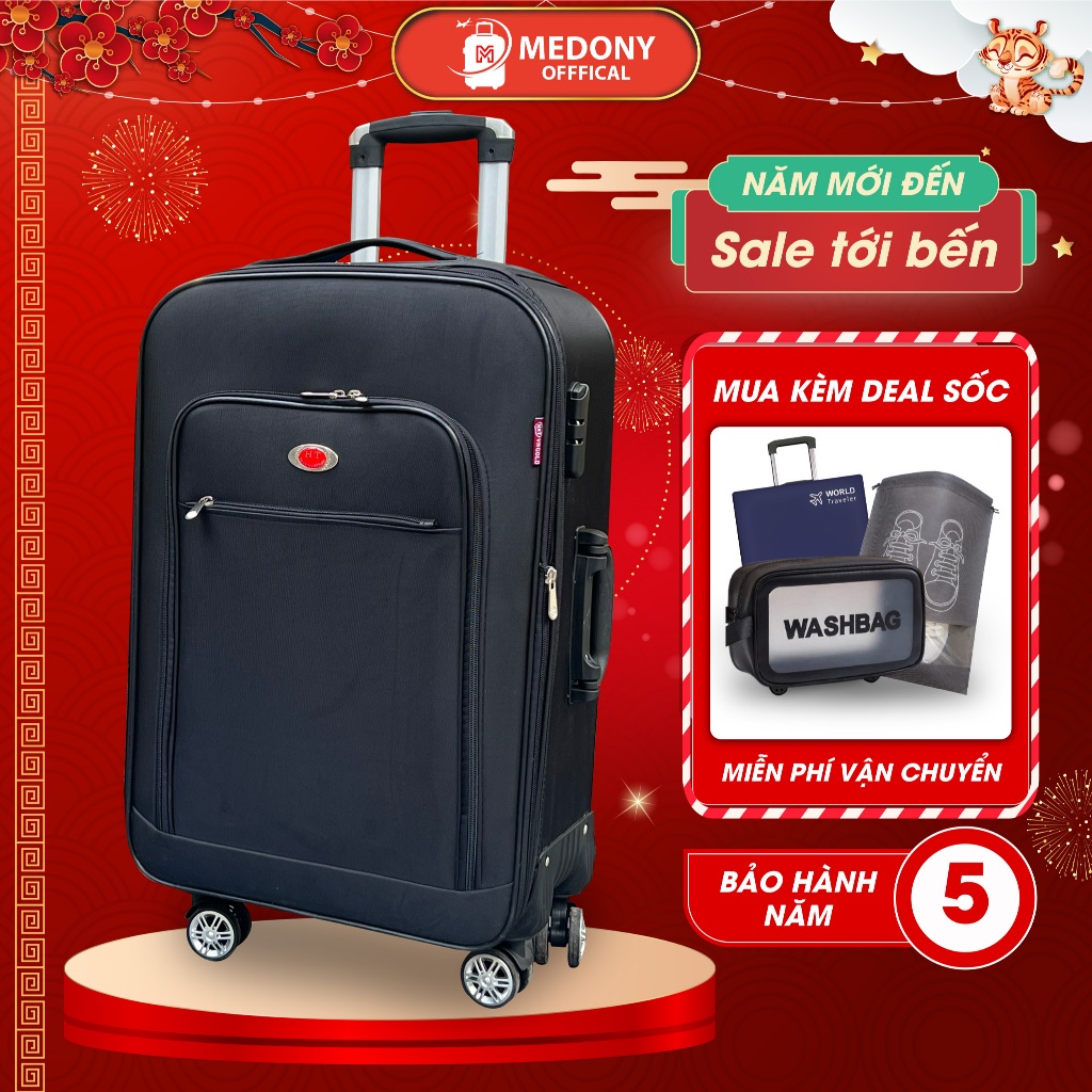 Vali Vải Dù Medony HT01 Size 20/24/28 – Chất Vải Dày Dặn Chống Va Đập, Chống Thấm Nước, Bánh Xe Xoay 360