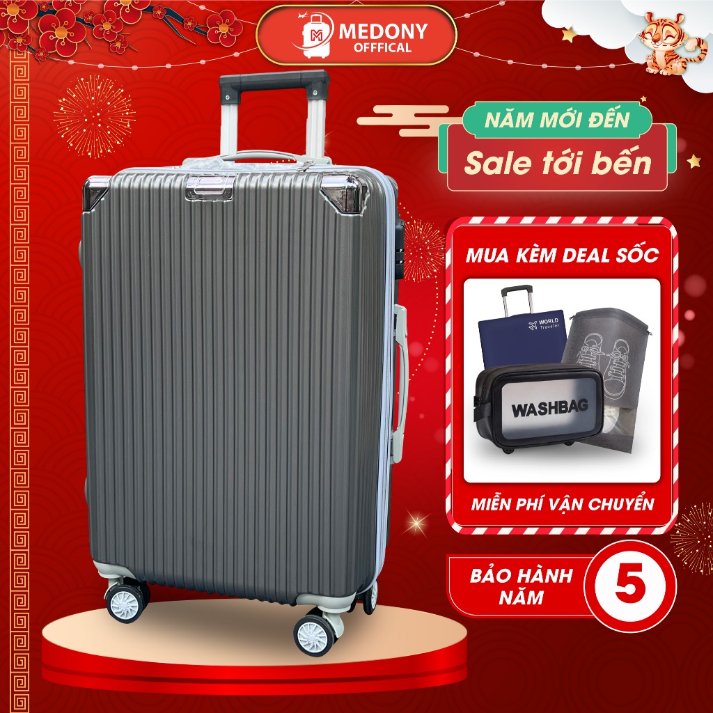 Vali Du Lịch Medony TK07 Thời Trang Size 20/24/28 Chất Liệu Nhựa ABS/PC Cao Cấp Bảo Hành 5 Năm